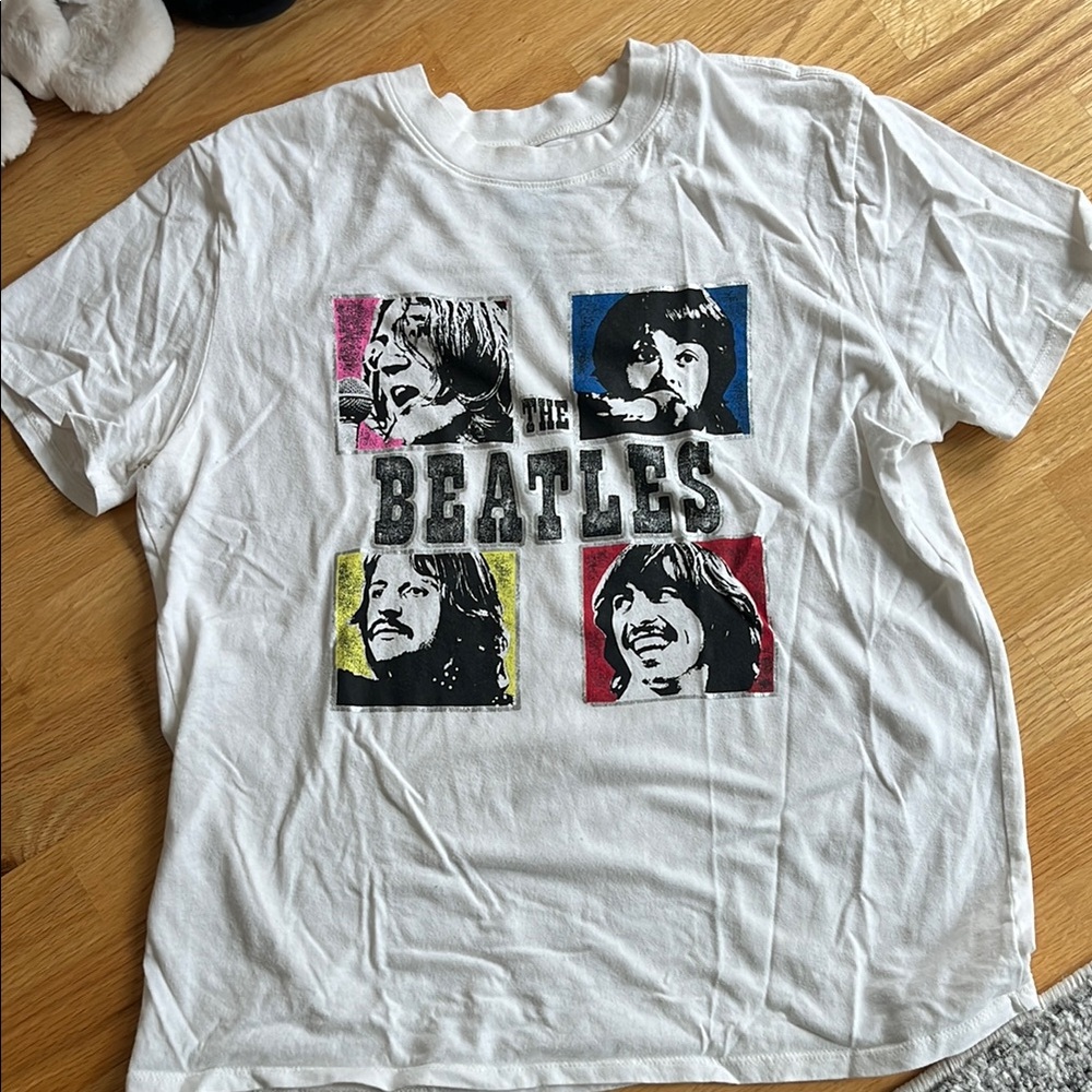 The Beatles Pink and White Short Sleeve Tees